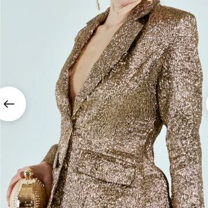 AKIRA Shimmering Gold Women's Back Out Blazer